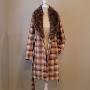 Forever 21 plaid coat.   Removable collar